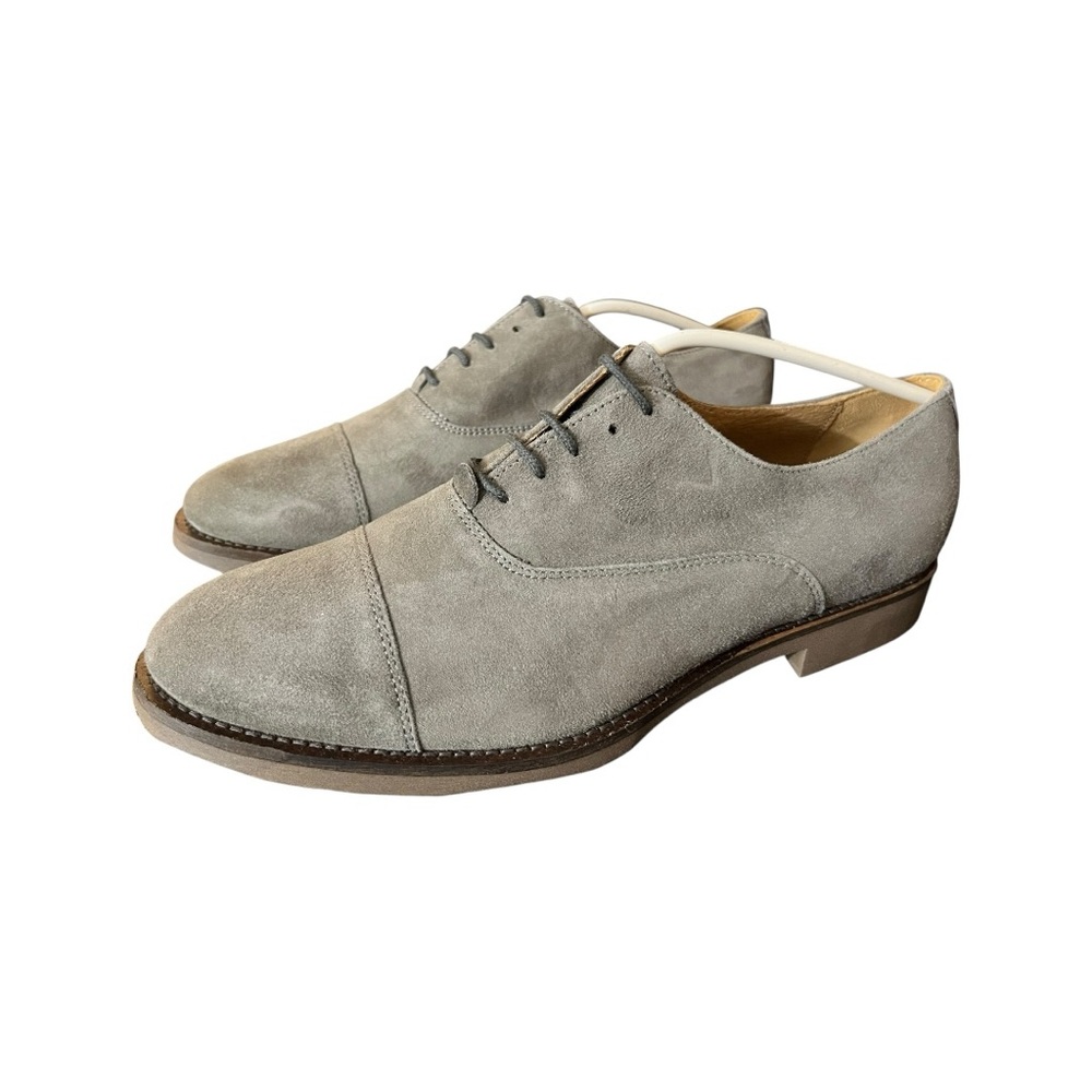 SOLDINI Men’s Cap Toe Oxford Shoes – Made in Italy Suede Dress Shoes Sz 41 GRAY